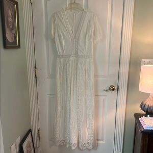 Source Unknown White Flutter Sleeve V-Neck Sundress